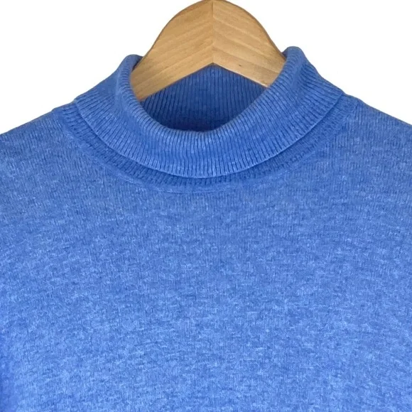Womens Cashmere Angora Blend Jumper Roll Neck Wool Sweater Blue M Soft Fine Knit - Picture 3 of 8
